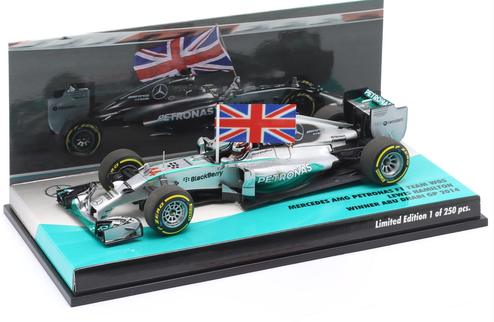 1:43 2014 Lewis Hamilton — World Champion — Mercedes W05 — Minichamps F1