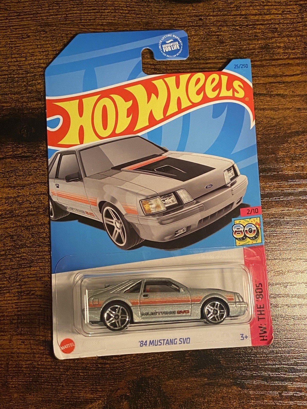 Hot Wheels Ford Mustang SVO Diecast Car Silver Black Red 1:64 1984 HW: THE ’80s