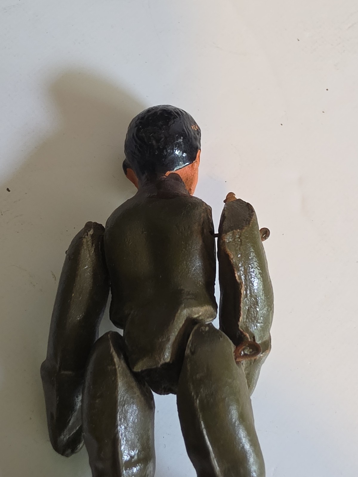Vintage Pressed Steel Willys Jeep Military Toy w/ Driver France? 1940s 1950s
