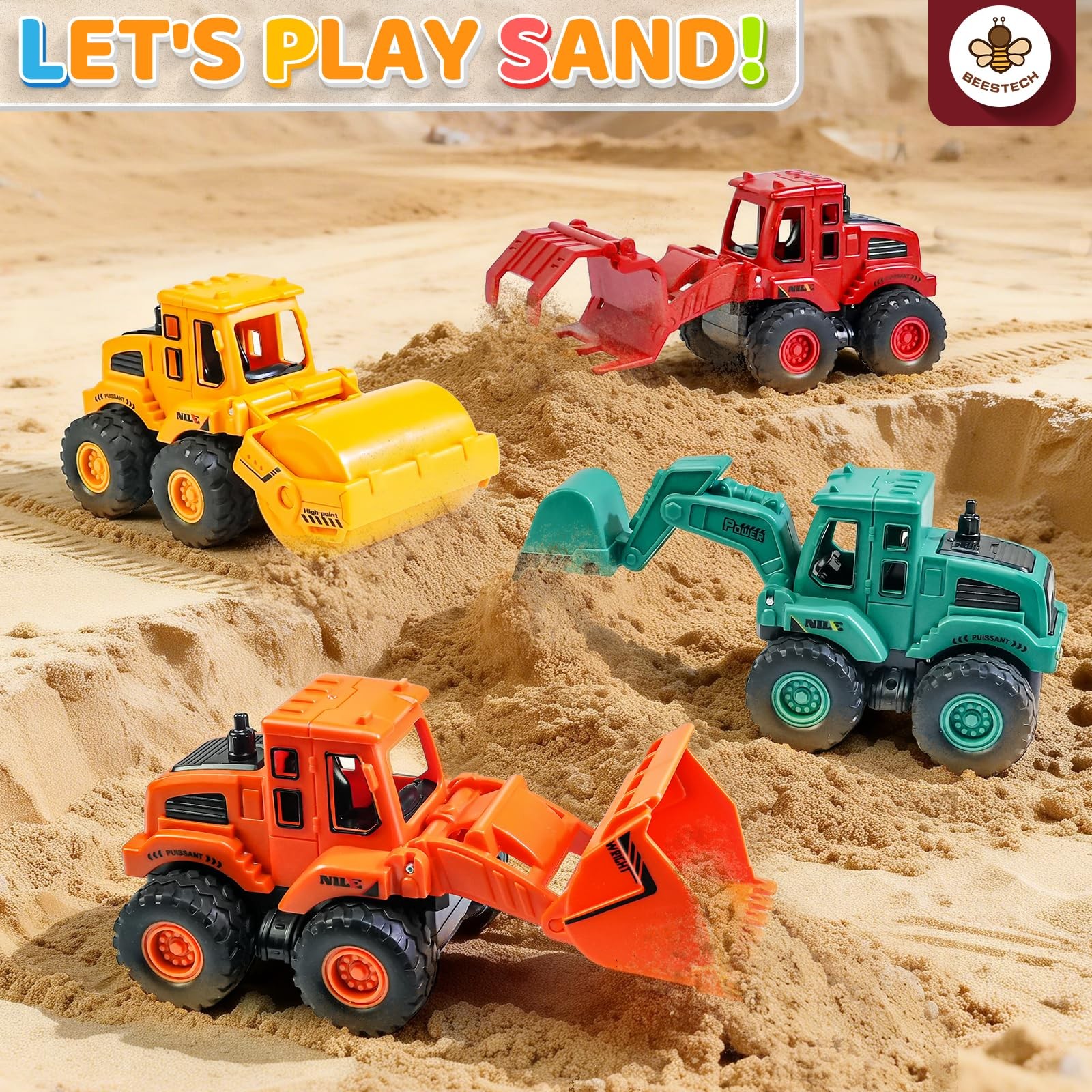 Beestech Construction Toys for 3 Years Old Boys Girls Kids, Friction Powered …