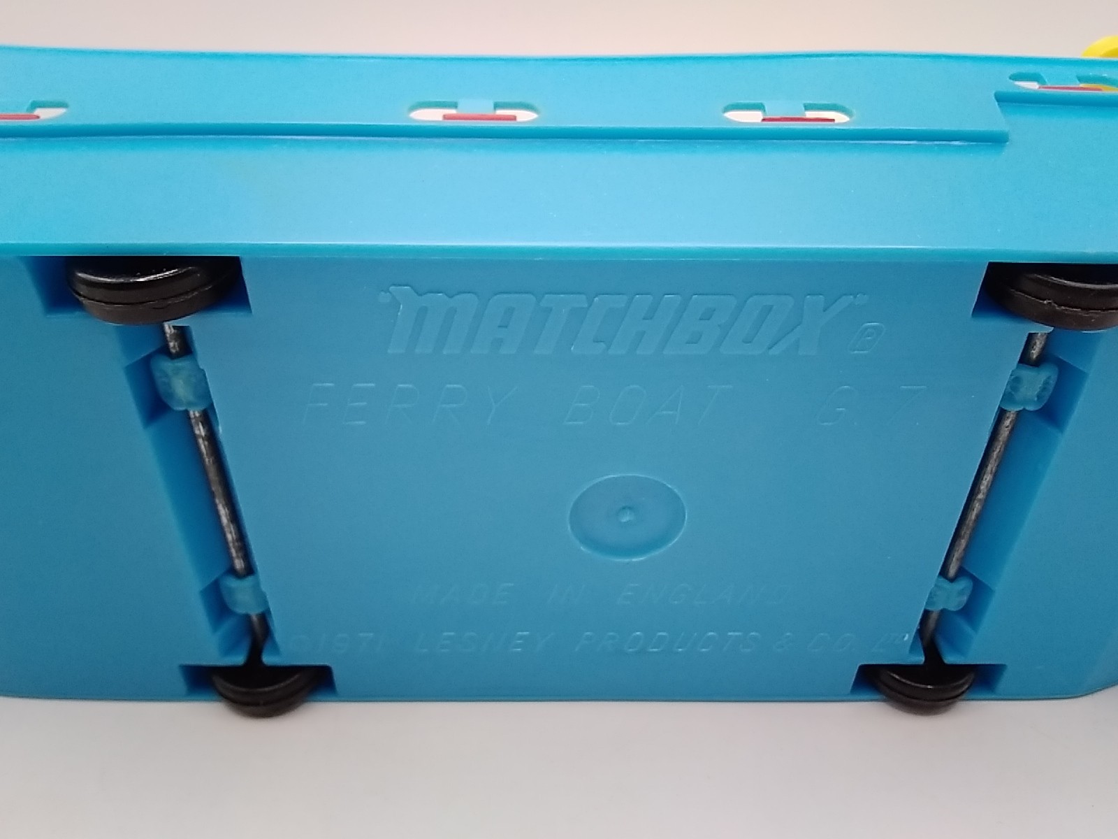 Matchbox Car-Ferry G-7 w/box, flag, paper 1971 – CARS MISSING!