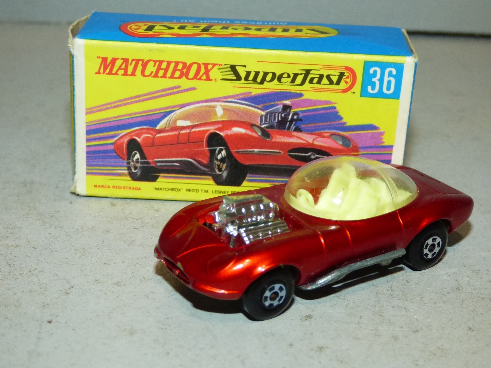 Matchbox Superfast 36 Draguar Hot Rod metalic red (Jaguar E Type)