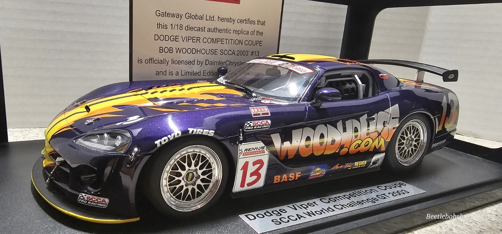 AutoArt Bob Woodhouse 1:18 Dodge Viper Comp Coupe #715/6000 With COA