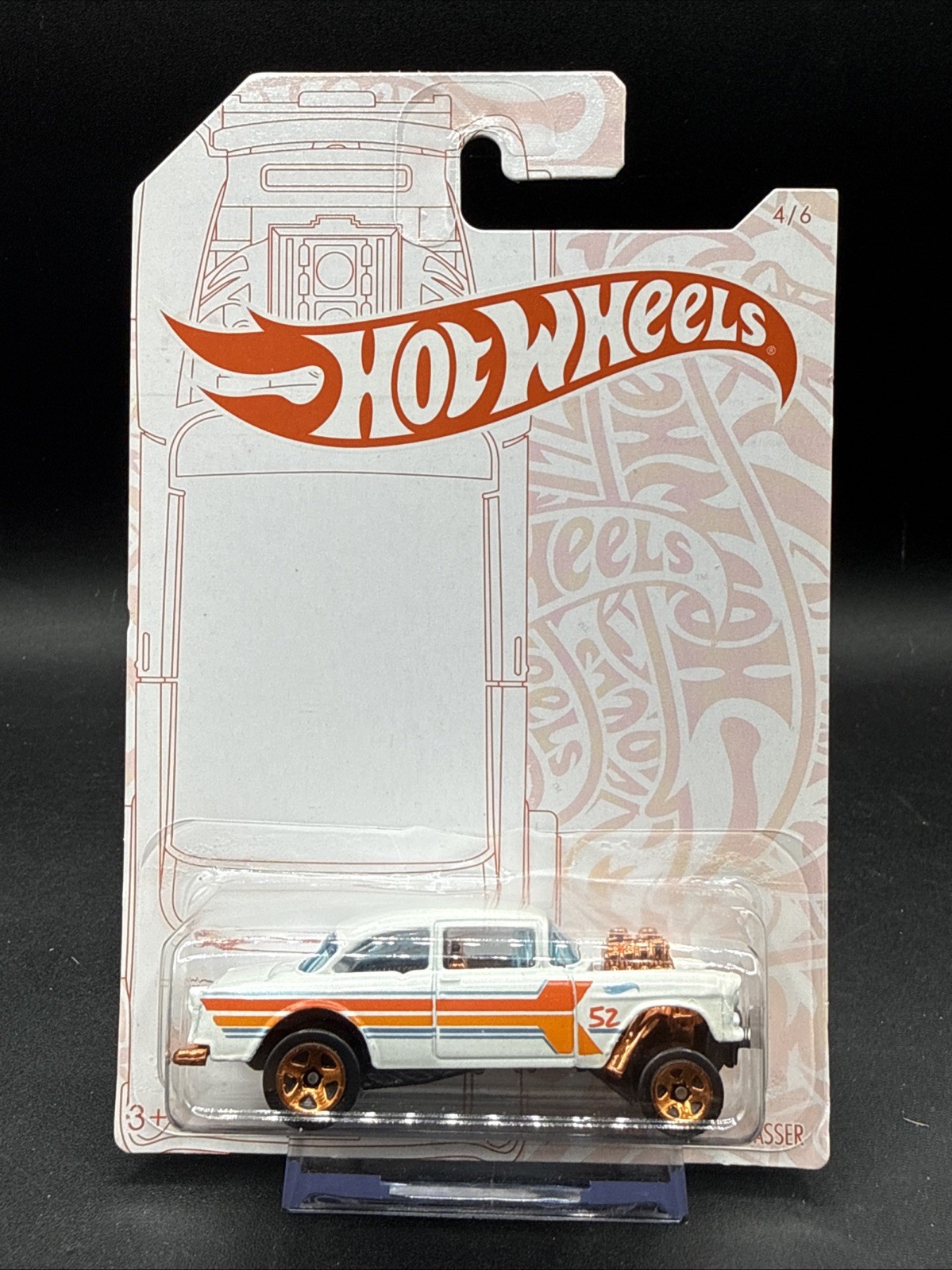 2019 Hot Wheels 55 CHEVY BEL AIR GASSER white orange very nice SUPER COOL 4/6