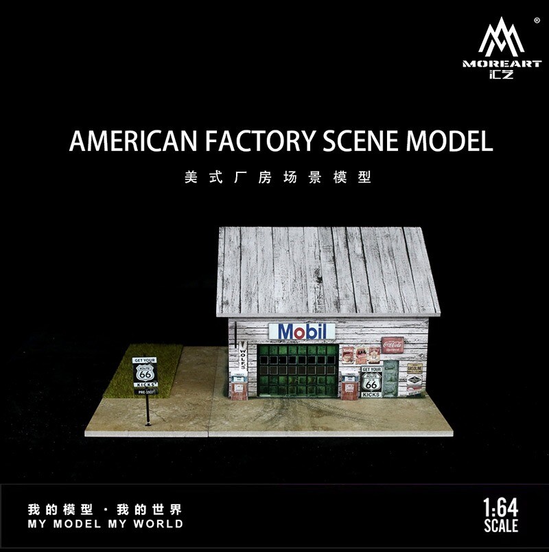 1/64 Diorama Car Garage Model LED Repair Factory Parking Lot Scene Display Model