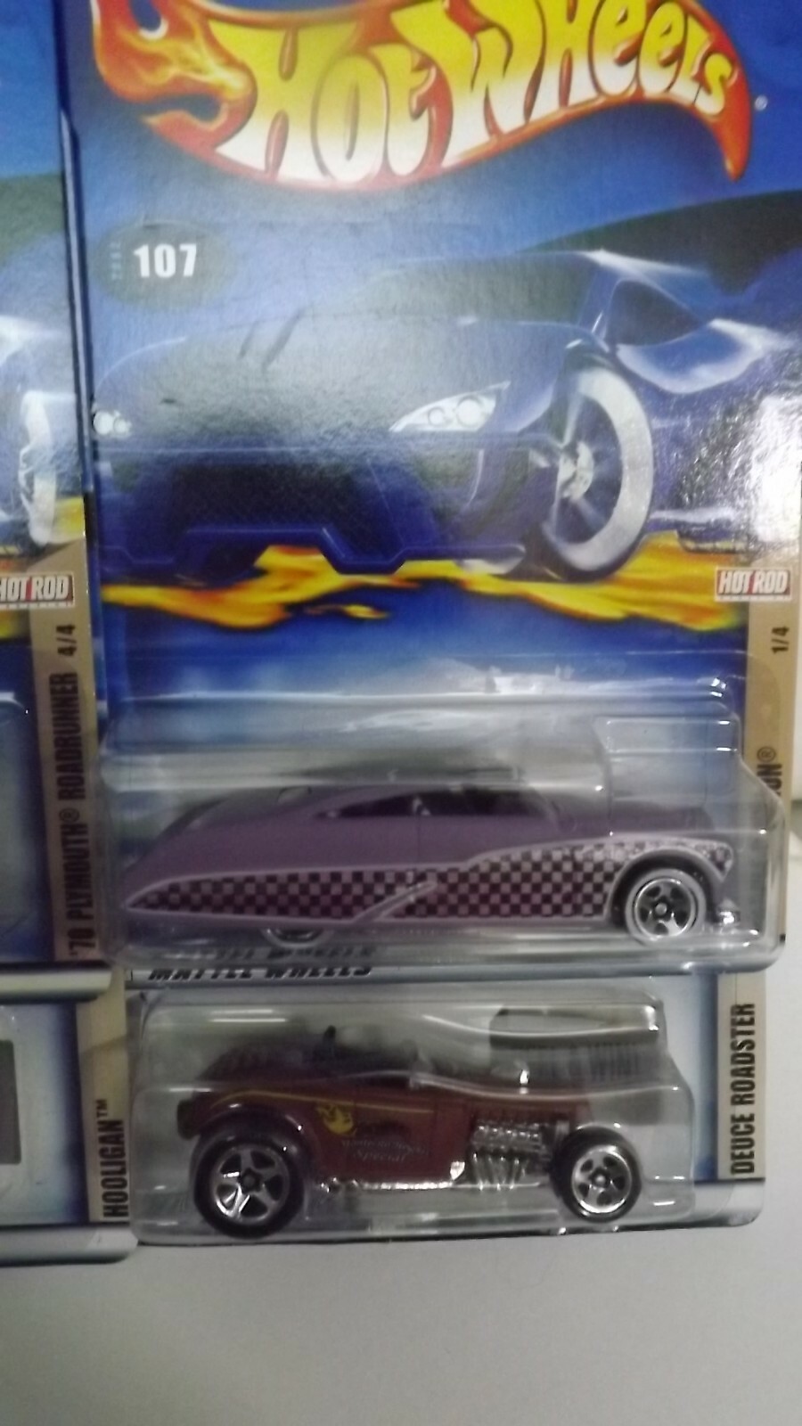 2002 Hotwheels Hot Rod Series 4 Car Set Roadrunner-Passion-Roadster-Hooligan