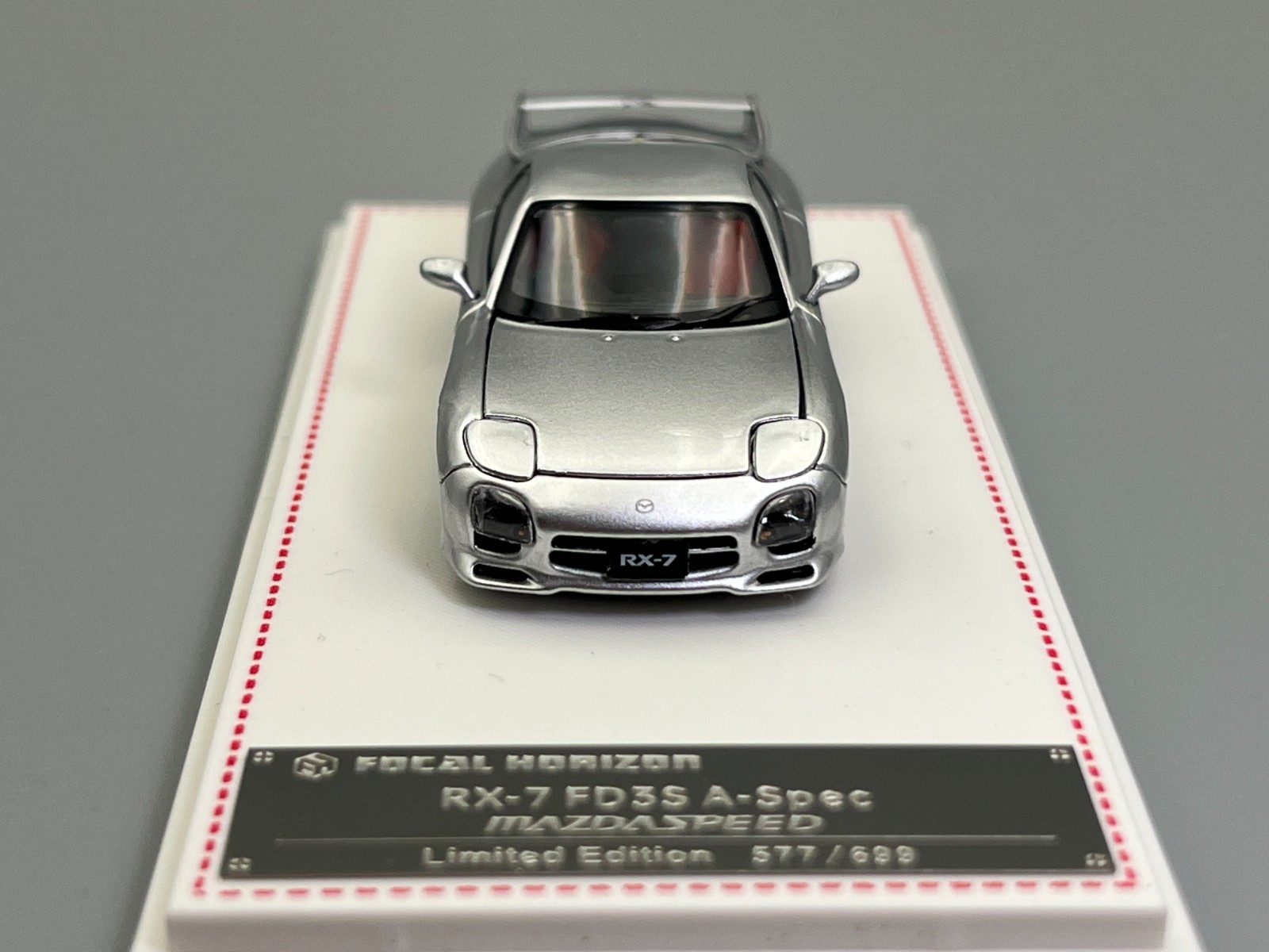 Mazda RX-7 FD3S A-Spec Mazdaspeed Silver Focal Horizon 1/64 scale with case