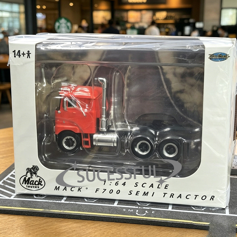 1pc 1:64 Orange Mack F700 Tractor Truck Alloy Model