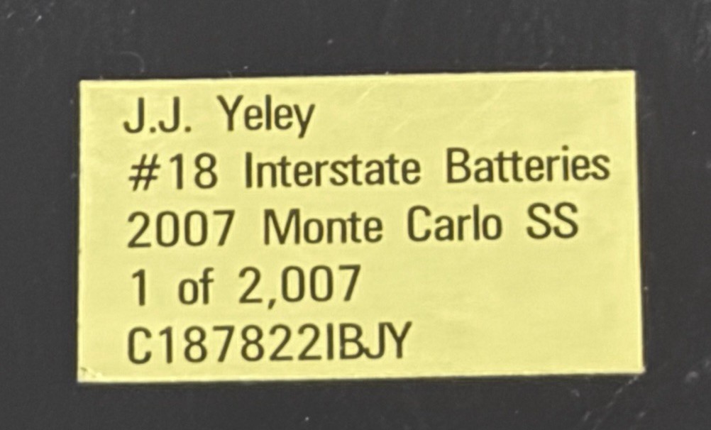 Owners Elite 1:24 #18 Interstate Batteries 2007 Chevy Monte Carlo SS Autographed