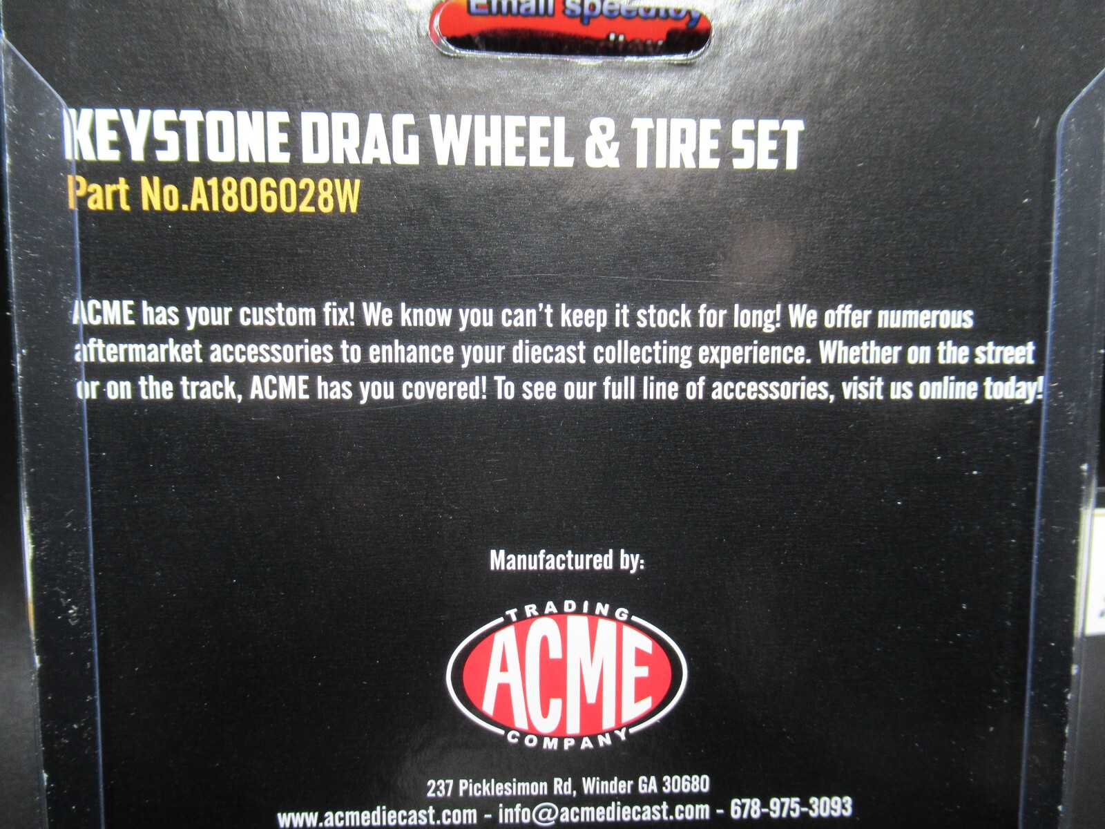 KEYSTONE DRAG RACING 1:18 WHEEL AND TIRE SET ACME A1806028W SLICK VINTAGE RACE
