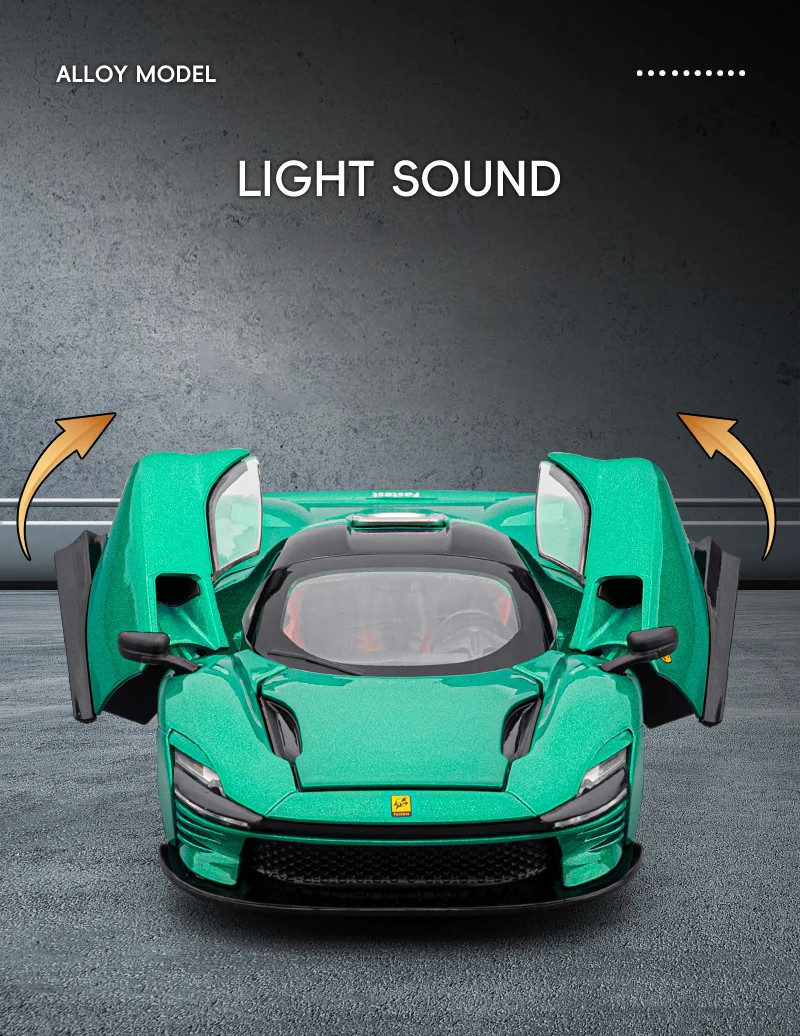1:32 Ferrari Daytona SP3 Supercar Alloy Diecast Car Model Sound Light Kid’s gift