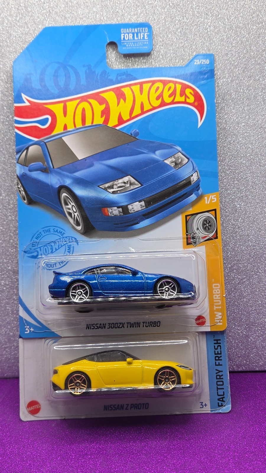 2! Nissan 300z Z Proto Hot Wheels Blue and Yellow HW Turbo Factory Fresh