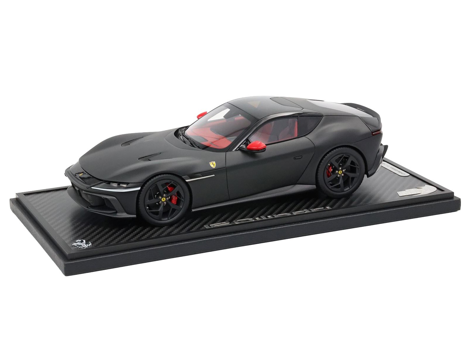 FERRARI 12CILINDRI MATT BLACK & DISPLAY CASE 1/18 MODEL CAR BY BBR P18254 E