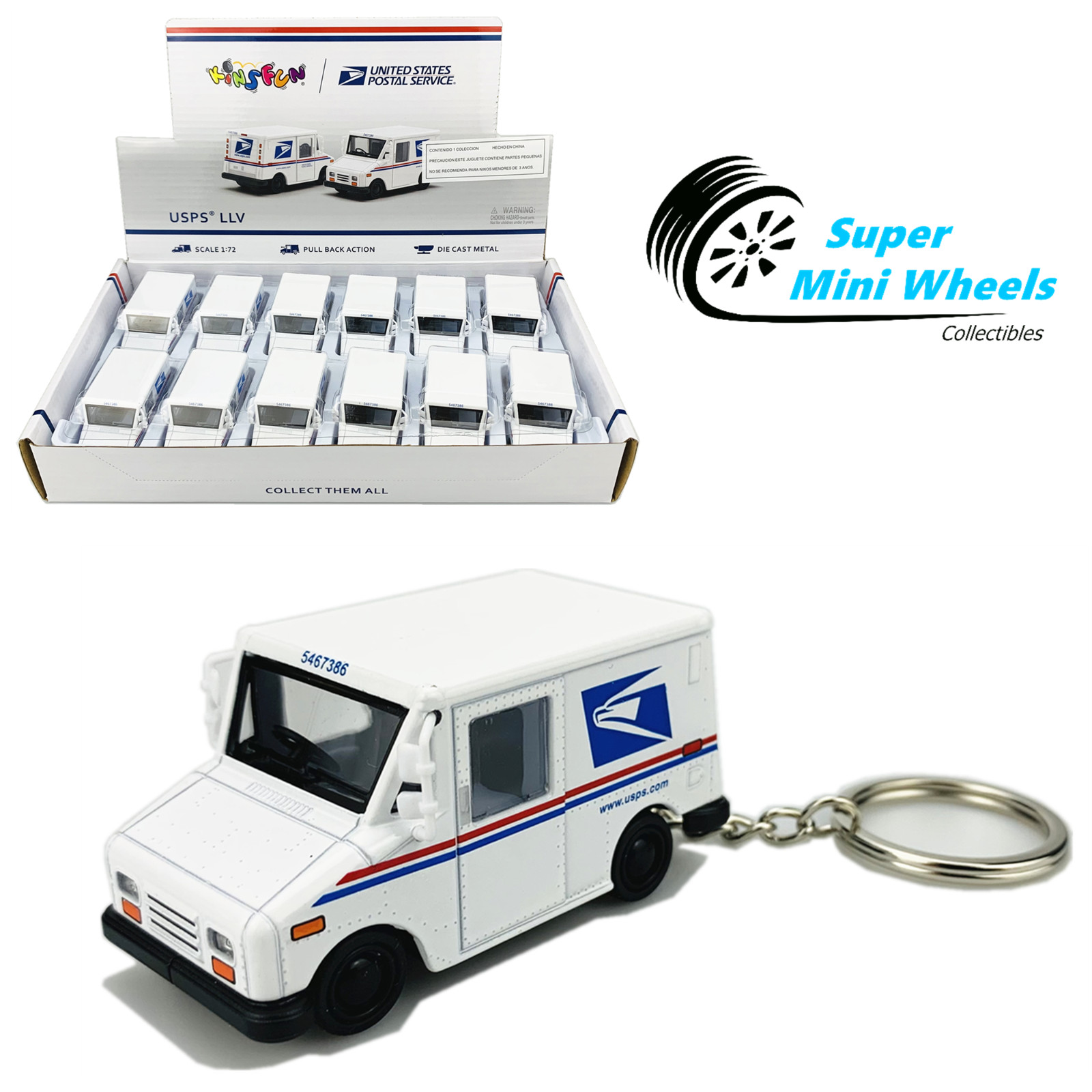 Kinsmart Kinsfun 2.5″ USPS LLV Truck – Keychain