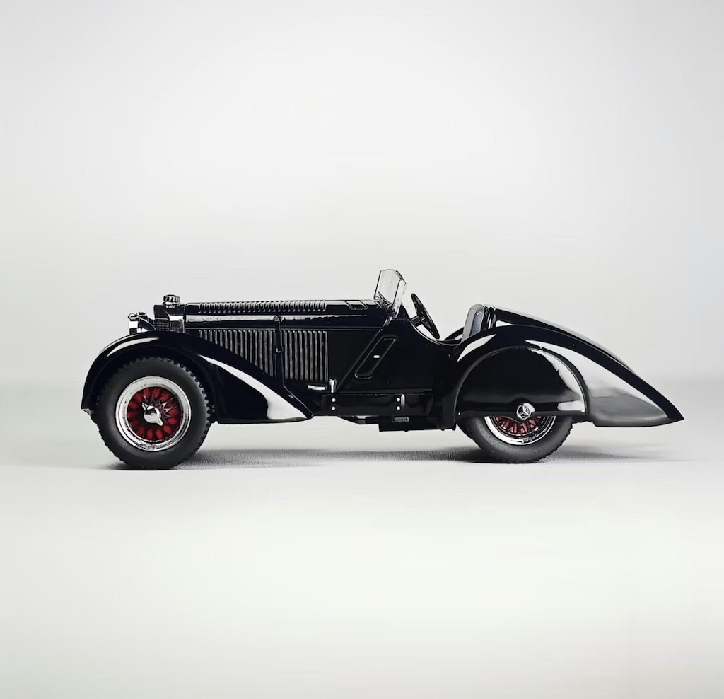 GFCC 1:64 HEC Black 1930 SSK Classic Vintage Model Diecast Metal Car