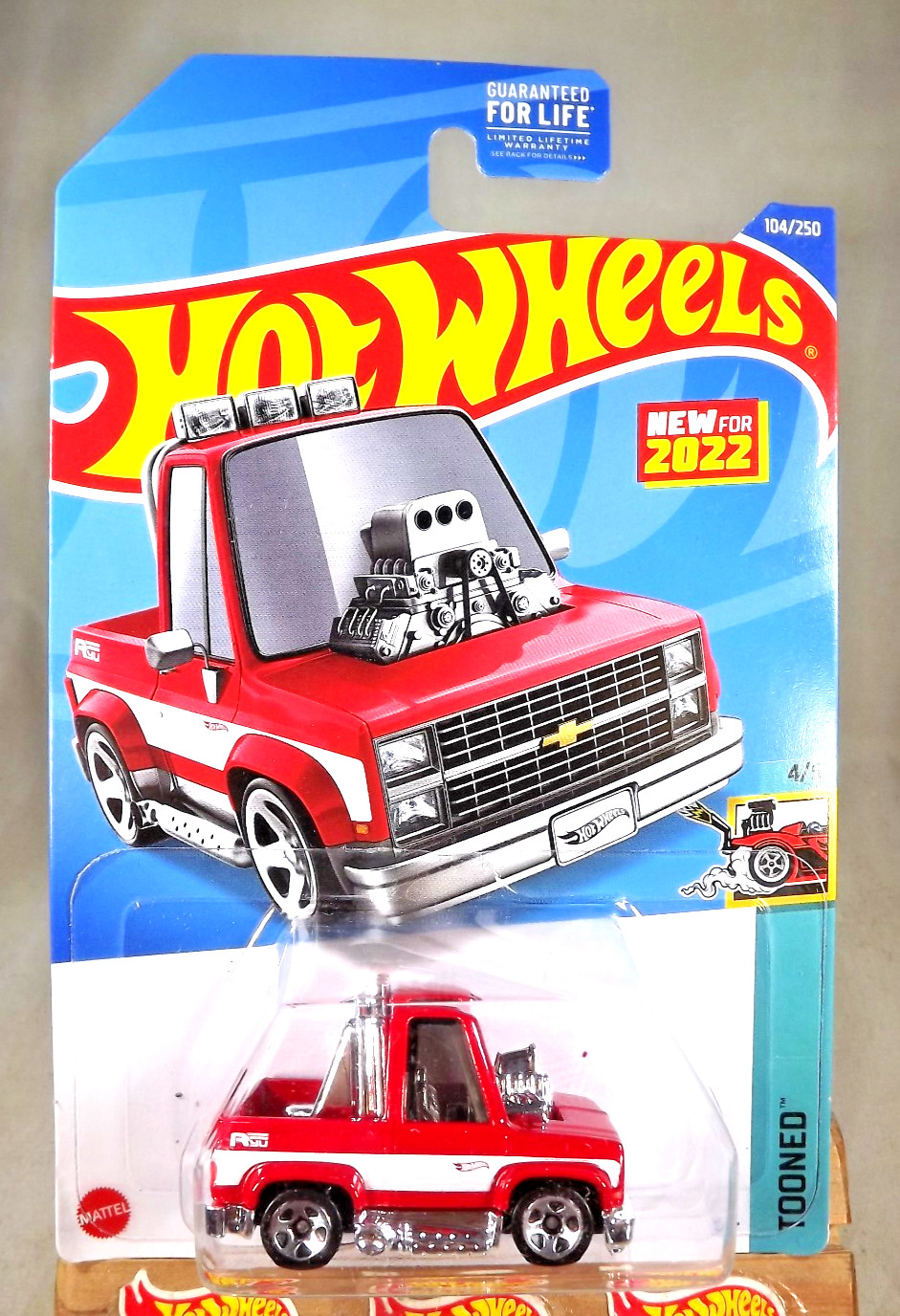 2022 Hot Wheels #104 Tooned 4/5 TOON’D ’83 CHEVY SILVERADO Red w/Chrome 5 Spokes