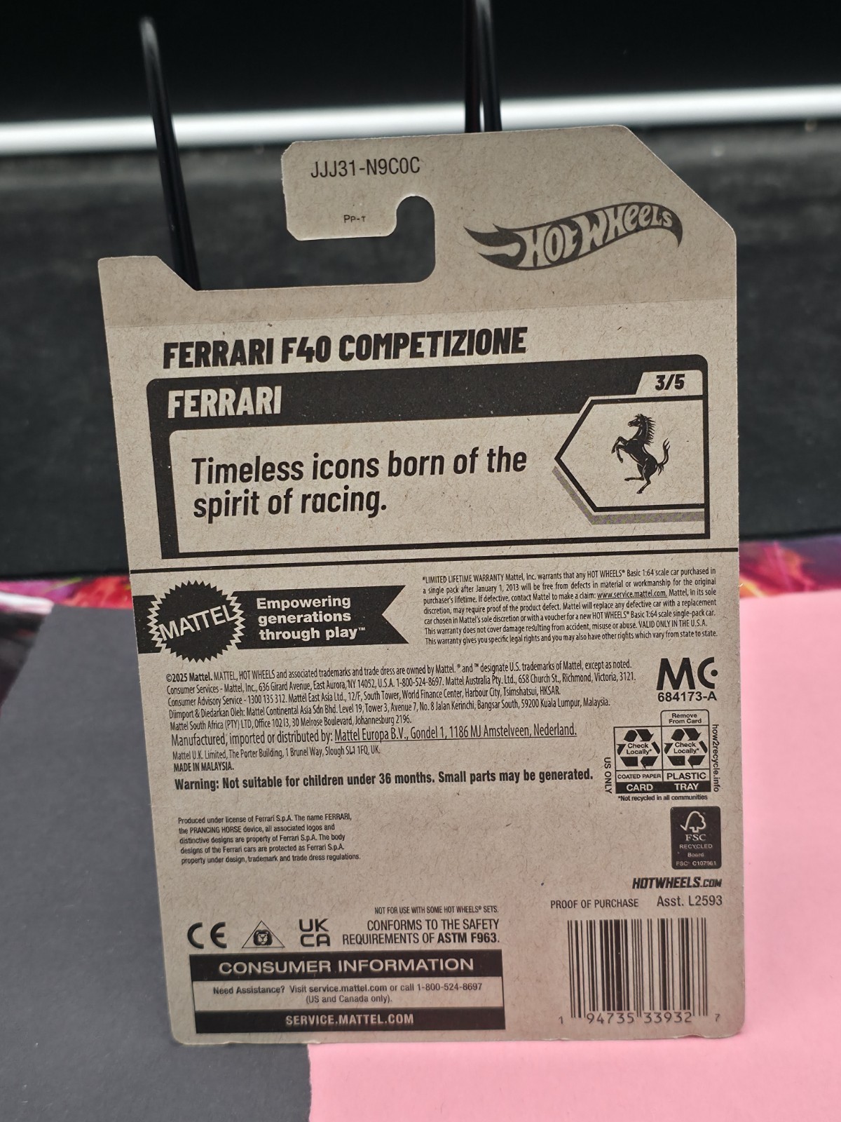 Hot Wheels Ferrari F40 1:64 Diecast Car Black Unopened 3-7 Years Boys & Girls
