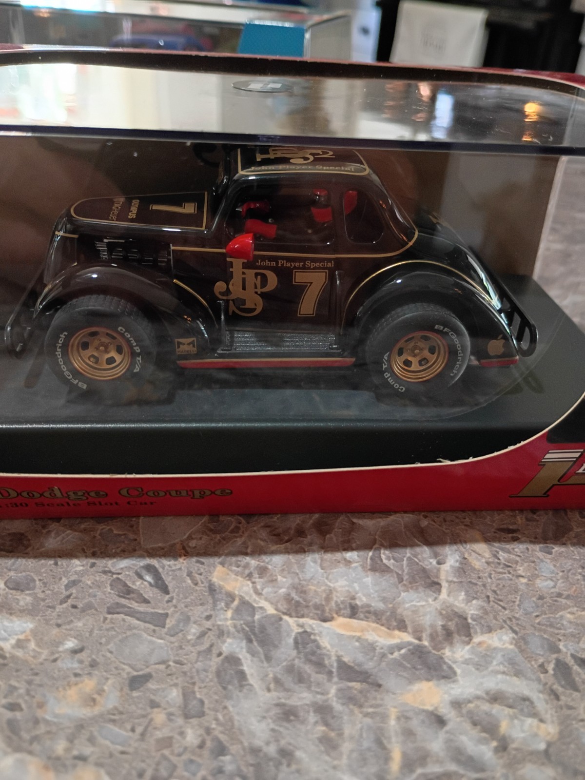 Pioneer F Legends 1934 Dodge Coupe 1:30 Diecast Slot Car Blue/Yellow Case