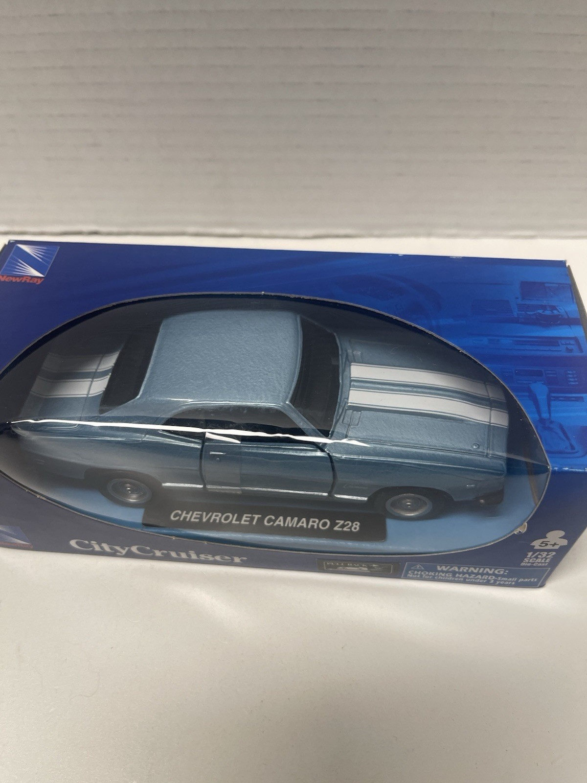 New Ray City Cruiser Chevy Camaro Z28 Light Blue White Stripes 1:32 New