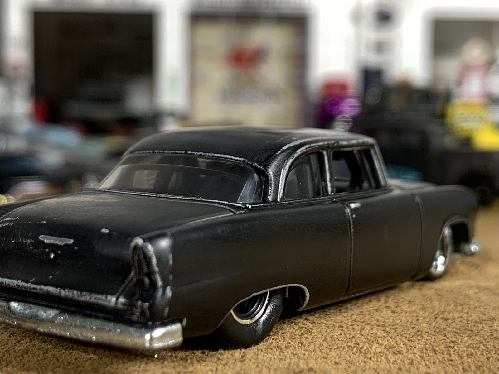 Hot Wheels Customized 1955 Plymouth Savoy Hot Rod Patina Matt Black Metal Base