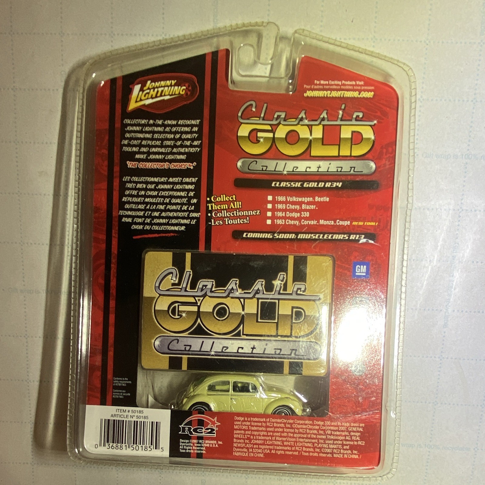 Johnny Lightning Classic Gold Collection VW Beetle 1966 1:64 Diecast Yellow
