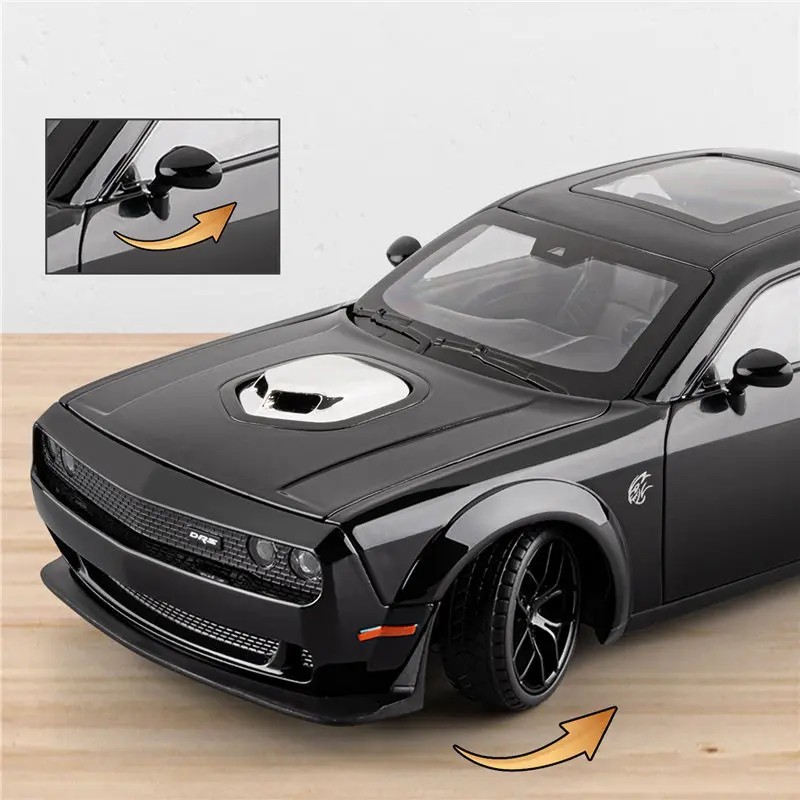 New 1:18 Dodge Challenger SRT Hellcat Model Diecast Sound Light Sports Car Gift