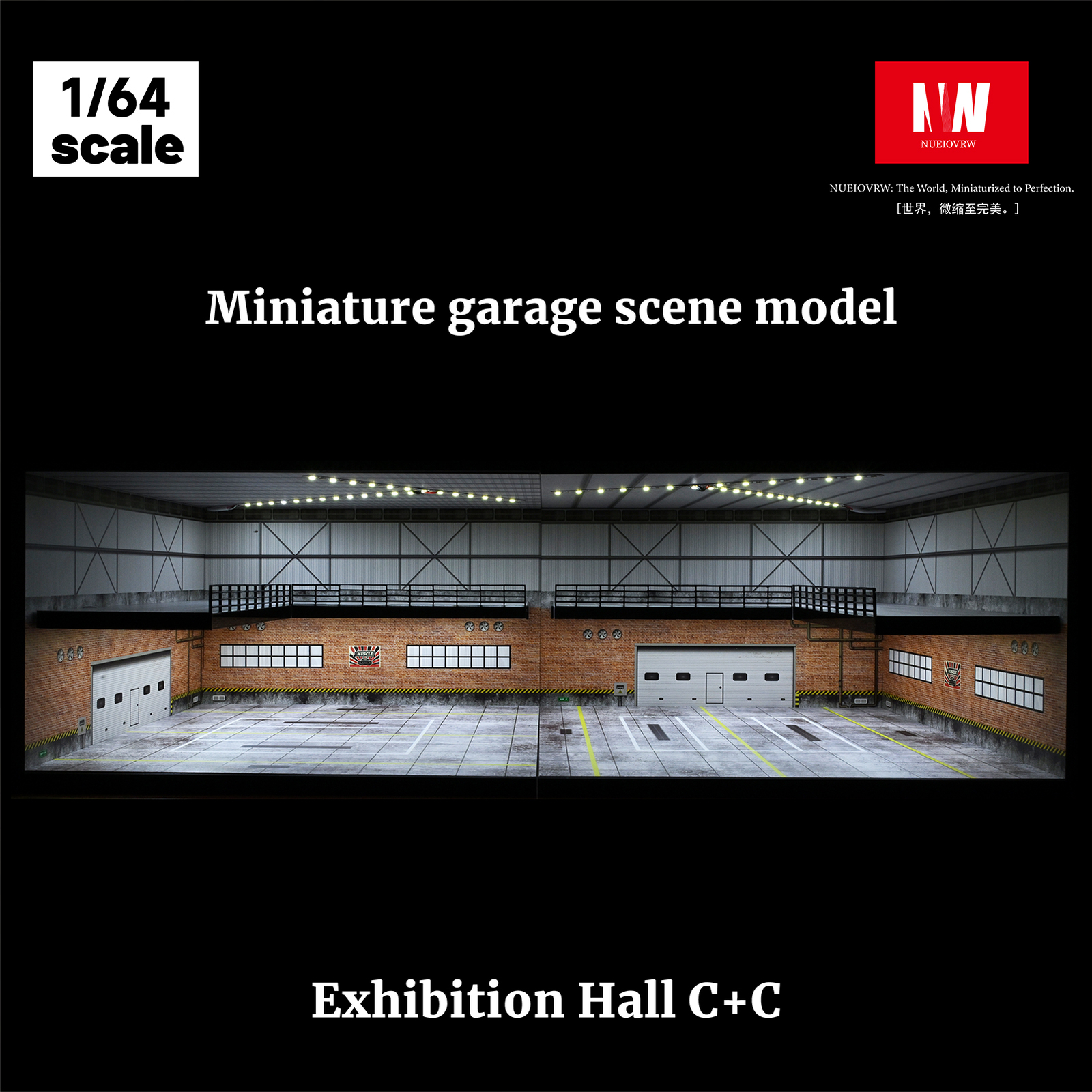 1/64 Diorama Car Garage Model LED Lighting Car Showroom Scene Display Model Gift