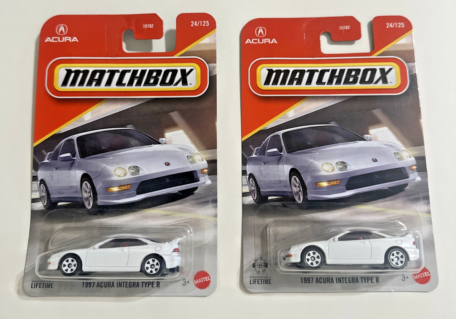 2026 MATCHBOX #24/125 – 1997 ACURA INTEGRA TYPE R WHITE NEW VHTF Lot of 2