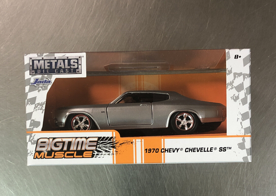 JADA BIGTIME MUSCLE 1970 CHEVY CHEVELLE SS 1/43 SCALE SILVER & BLACK PAINT