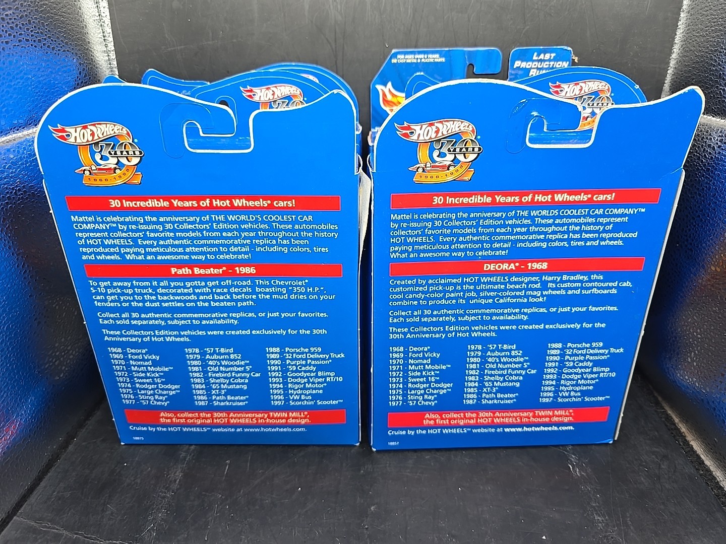 14 1997 Hot Wheels 30 Years T-Bird Viper RT/10 Blimp path Beater JT-3 65 Mustang