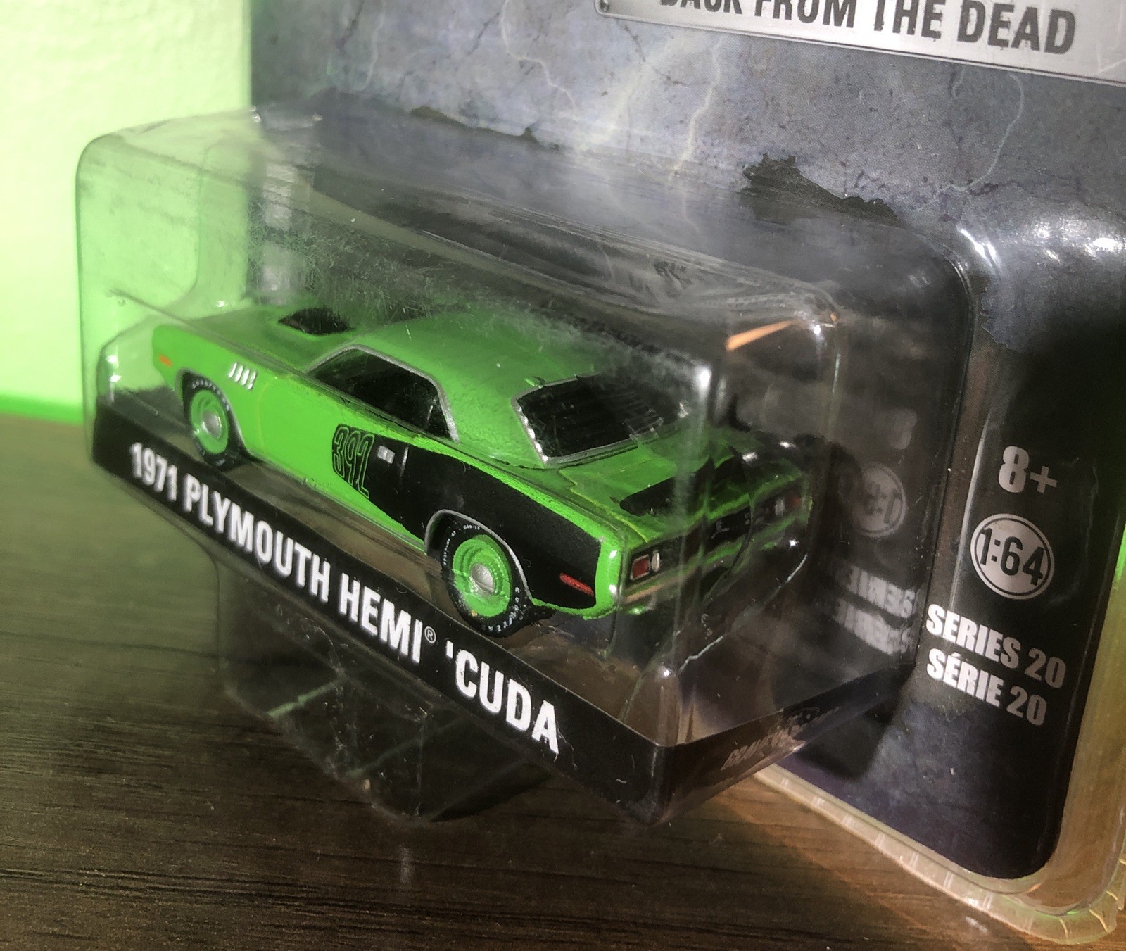 🔥2018 Greenlight-1971 Plymouth Hemi Cuda-Green-Graveyard Carz-Rare Mint🔥