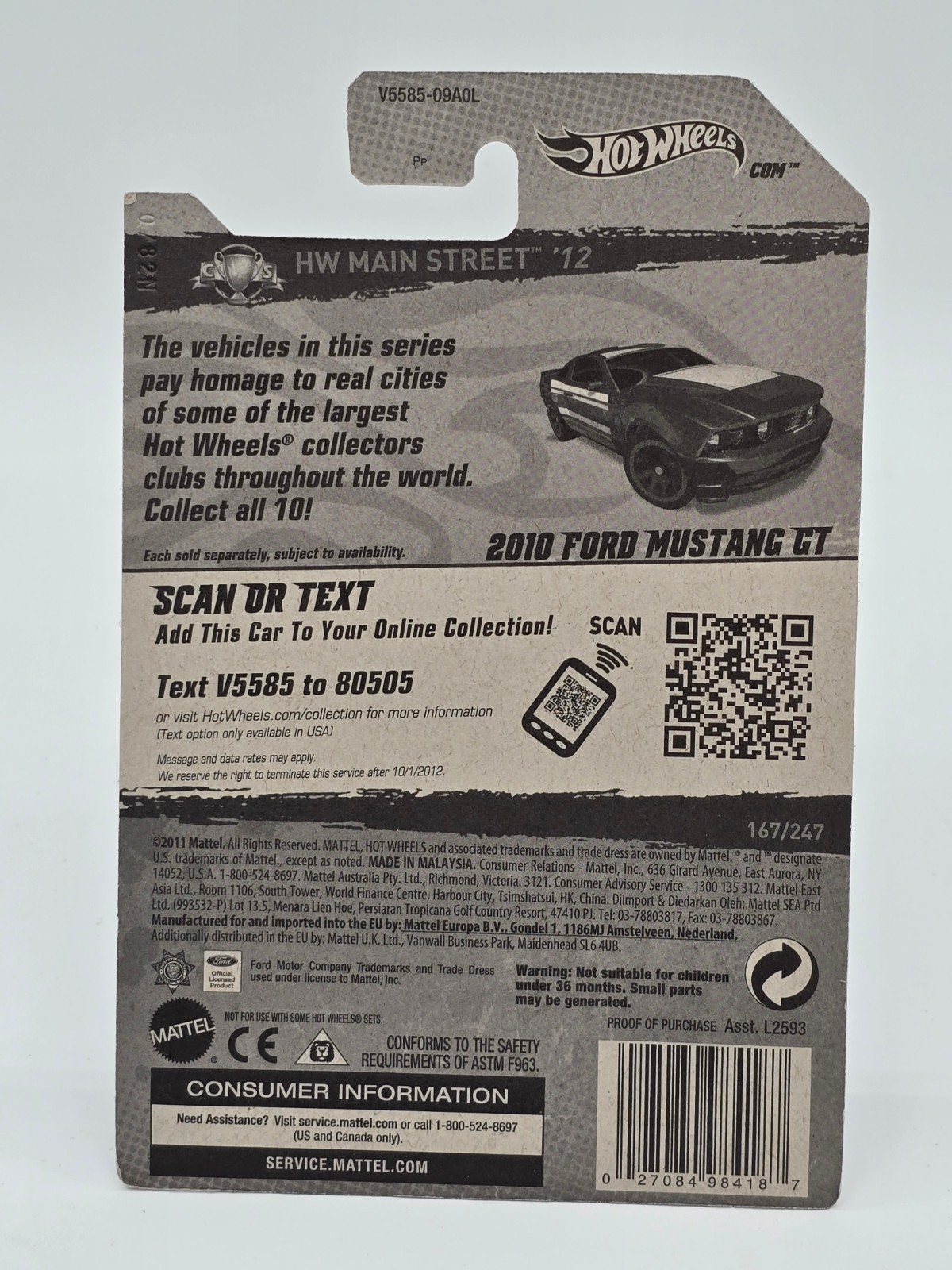 Hot Wheels – HW Main Street ’12 – ’10 Mustang GT – Kootenai County -Red Wheels