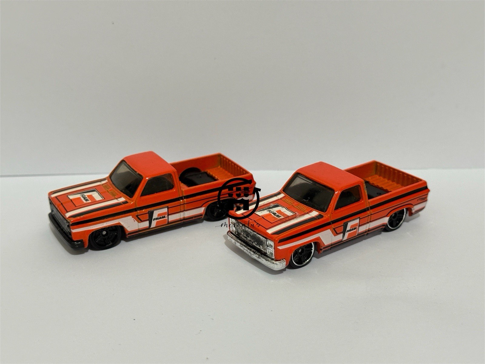 Hot Wheels 83 Chevy Silverado Orange Fram Loose (2 Pcs)