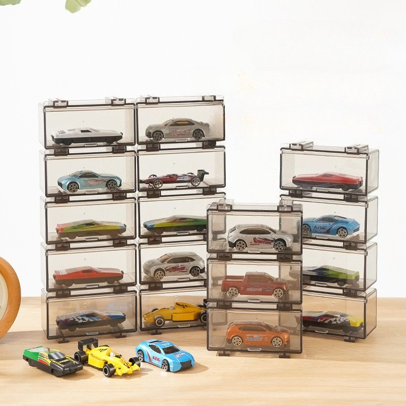 Display Case Storage Box For Hot Wheels 1/64 Car Stackable Toys Collection Gray