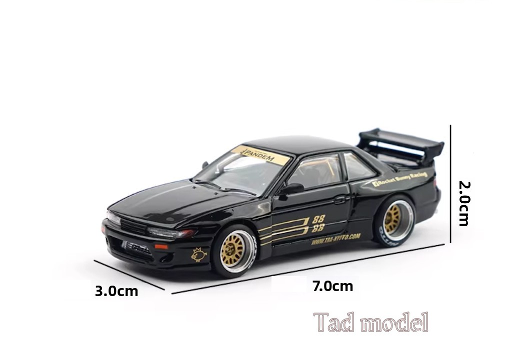 Poprace 1:64 JDM Black Silvia S13 Pandem Sports Model Diecast Display Car