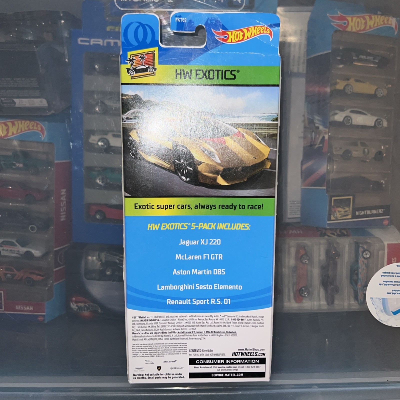 Hot Wheels HW Exotics 1:64 Diecast 5-Pack Jaguar McLaren Aston Lamborghini