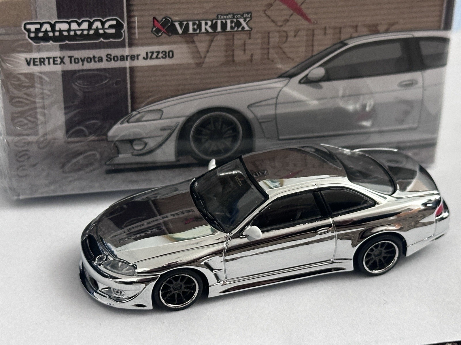 Tarmac Works 1/64 CHASE Toyota Vertex Soarer JZZ30 Silver Chrome T64G-080-WH New