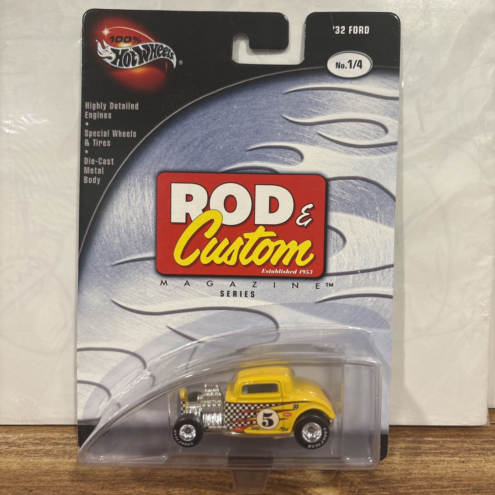 2002 100% Hot Wheels Rod & Custom Series 32 FORD Yellow Good Year RR