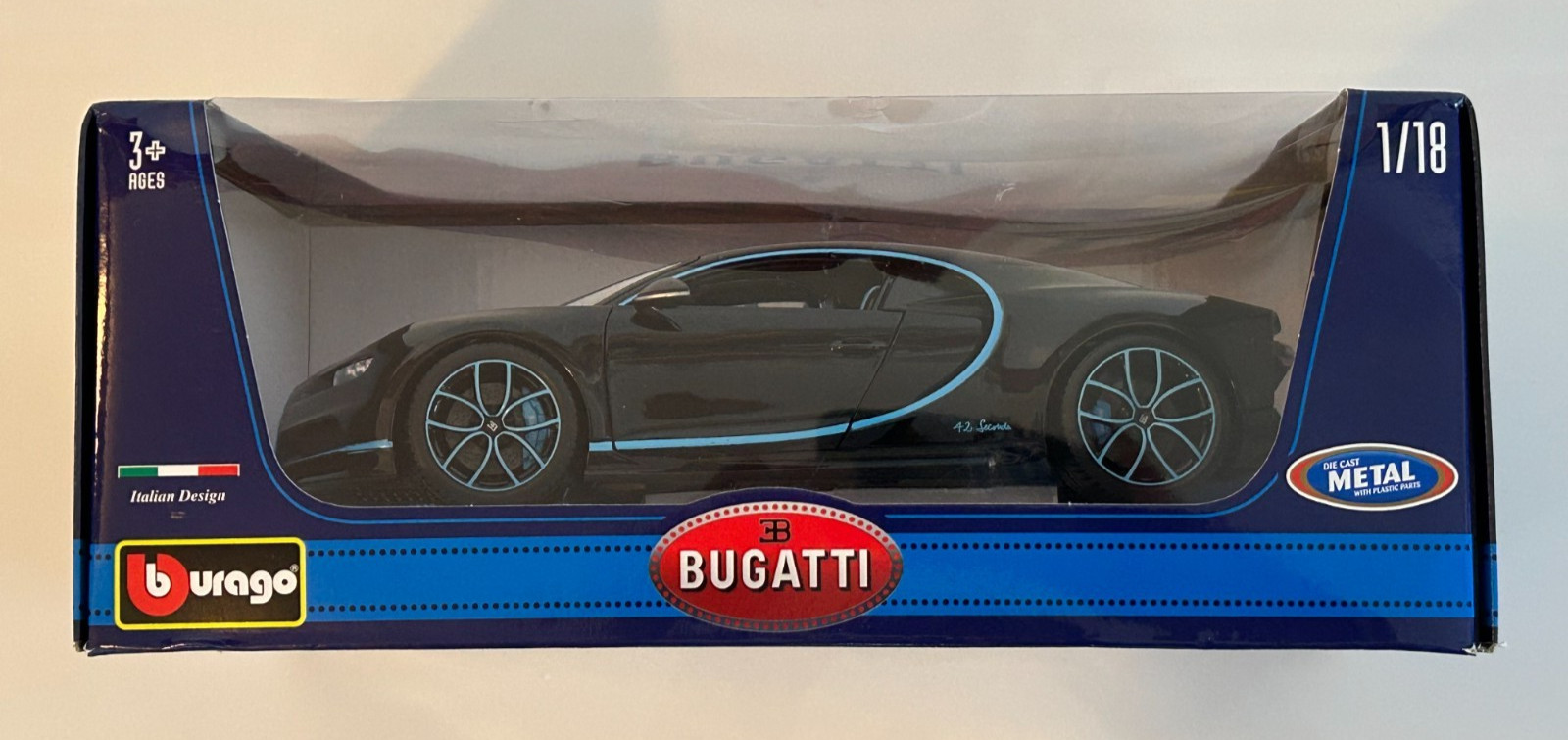 Bburago BUGATTI CHIRON Black Diecast Model Car 18-11040BK 1:18 Scale