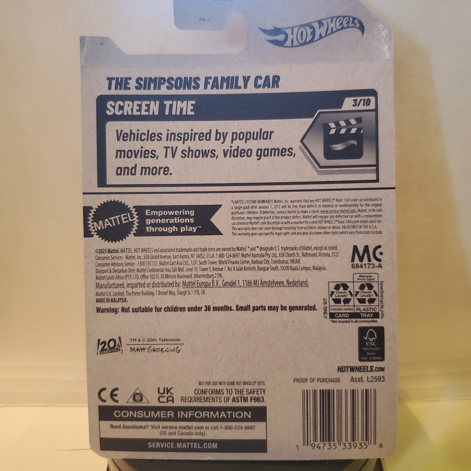 2026 Hot Wheels. The Simpsons Family Car. New.