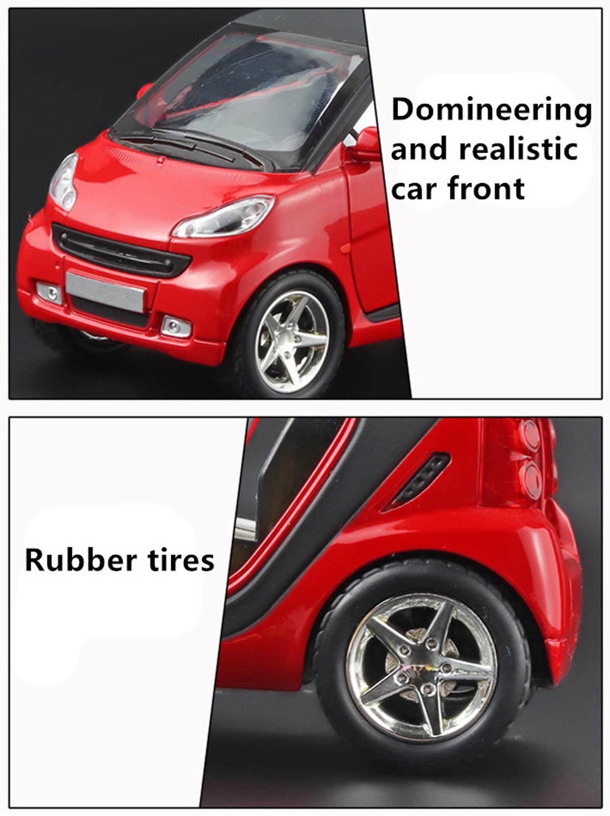 Red 1:32 Model Car Metal Diecast Toy Vehicle Kids Sound Light For Smart ForTwo S