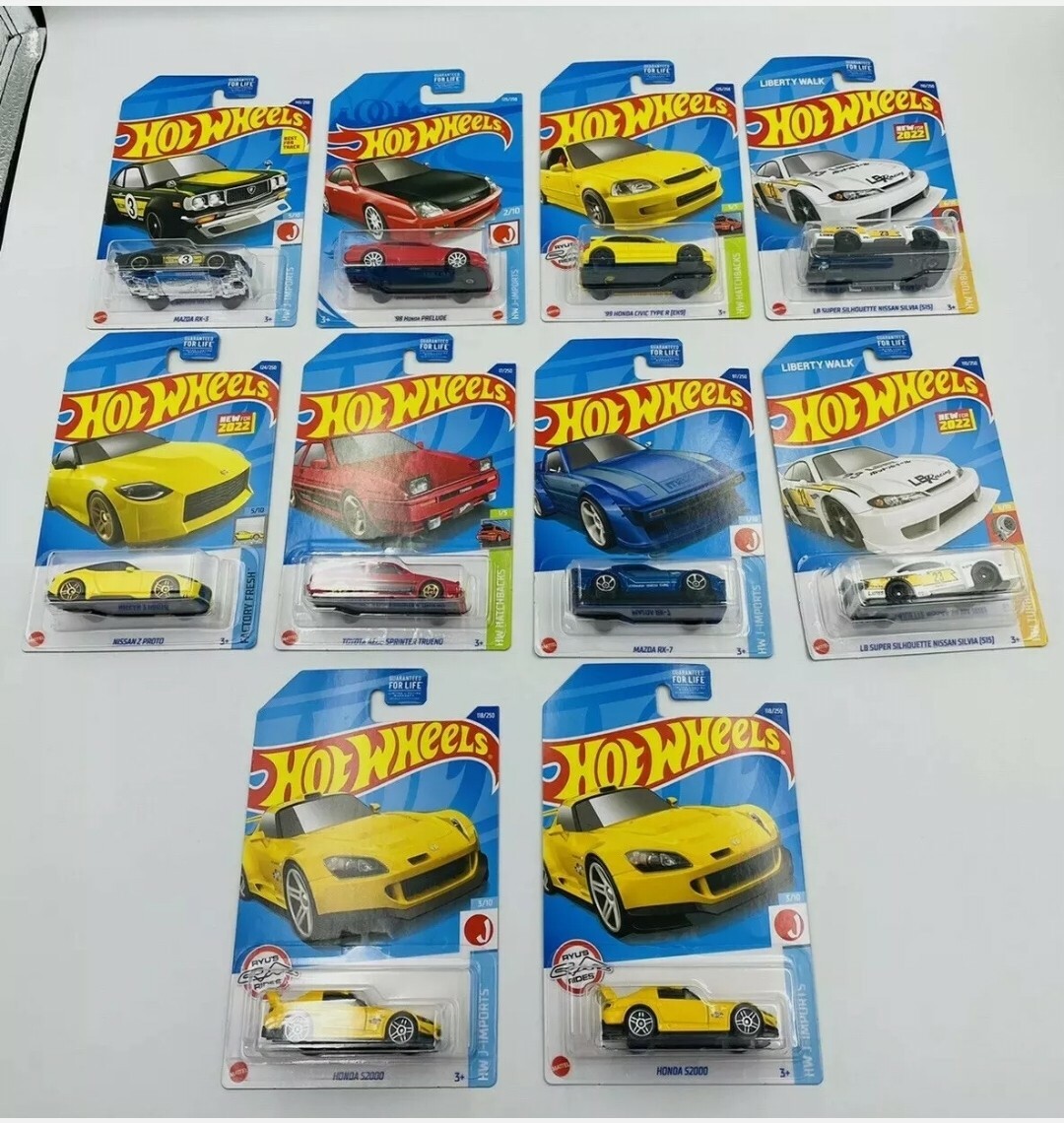 JDM HOT WHEELS GRAB BAG LOT OF 6 RANDOM PULLED JDM NISSAN,HONDA,TOYOTA,MAZDA