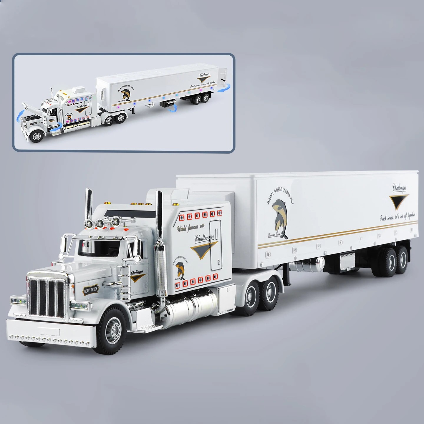1:24 Peterbilt 389 Alloy Heavy Semi Trailer Truck Head Diecast Container Truck