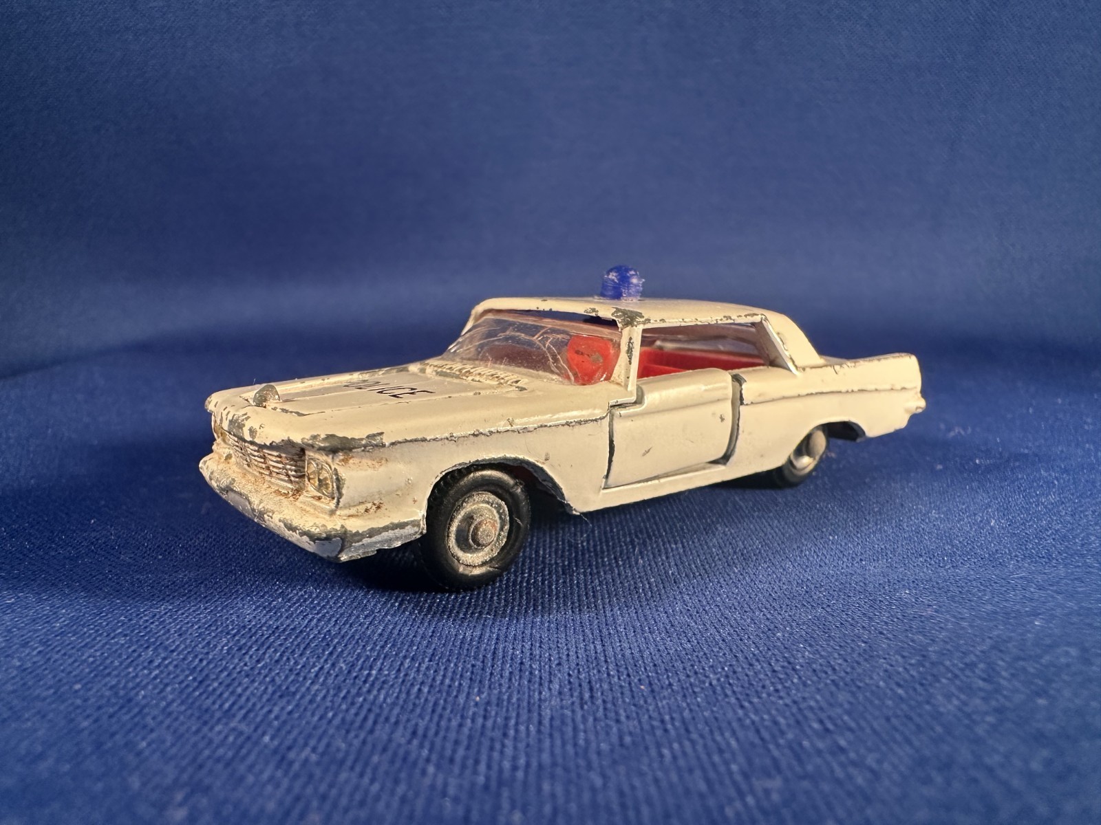 Vintage 1963 Impy Imperial (Chrysler) 2-Door Police Car White w/ Blue Dome Light