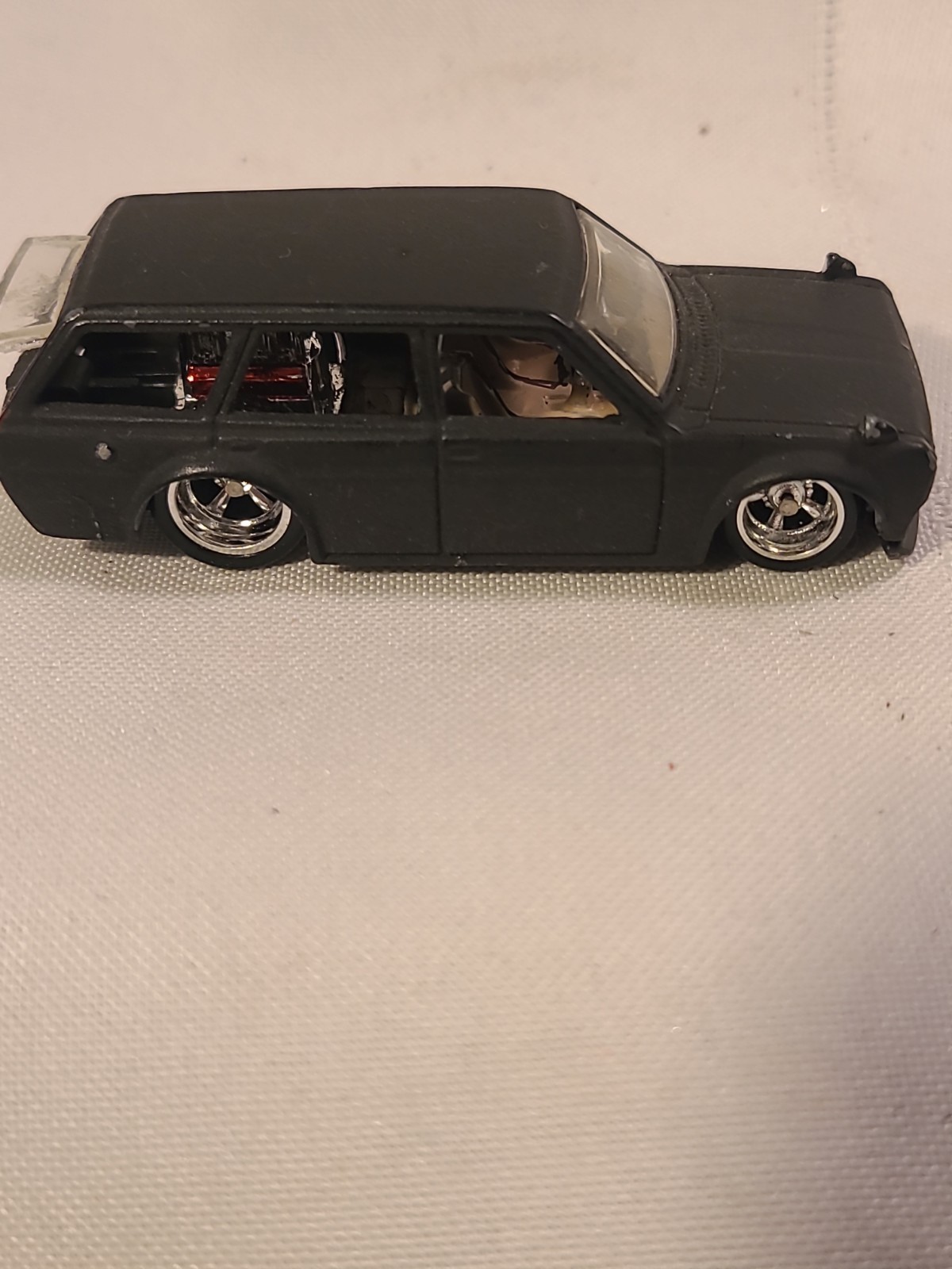 Hot Wheels 71 Datsun 510 Wagon Hot Rod Black FULL CUSTOM RR TIRES Rear V8