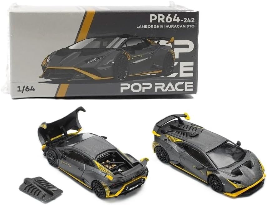 Pop Race 1:64 Lamborghini Huracan STO Matte Grey Diecast Model Car PR640242
