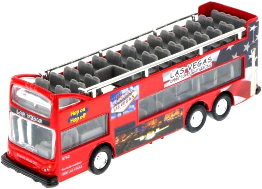 Las Vegas Sightseeing Double Decker Bus with Pullback Motor Action 1/43 Diecast
