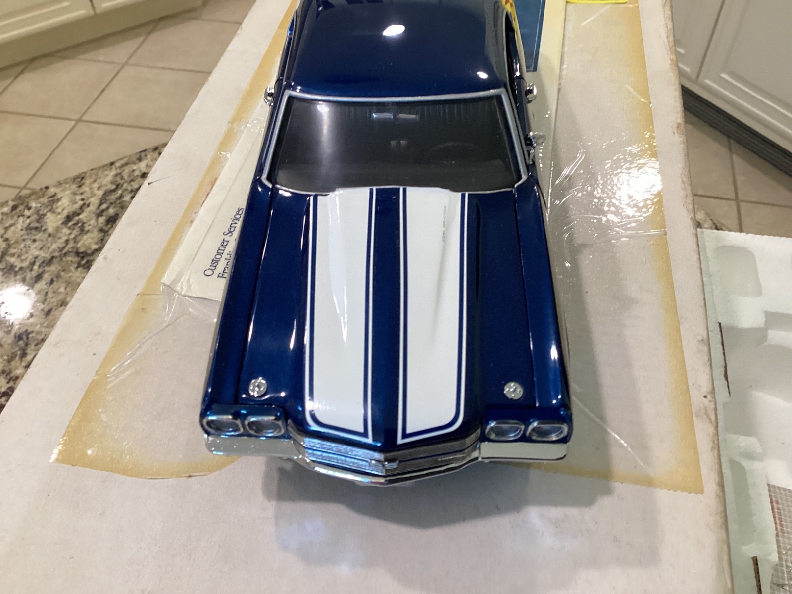 1/24 Franklin MINT 1970 Chevrolet Chevelle SS454 Blue w/White Stripes – B11WA34