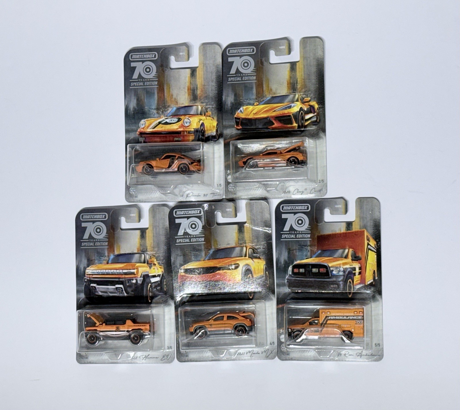 2023 Matchbox Moving Parts 70th Anniversary Special Edition SET OF 5-1:64 NEW