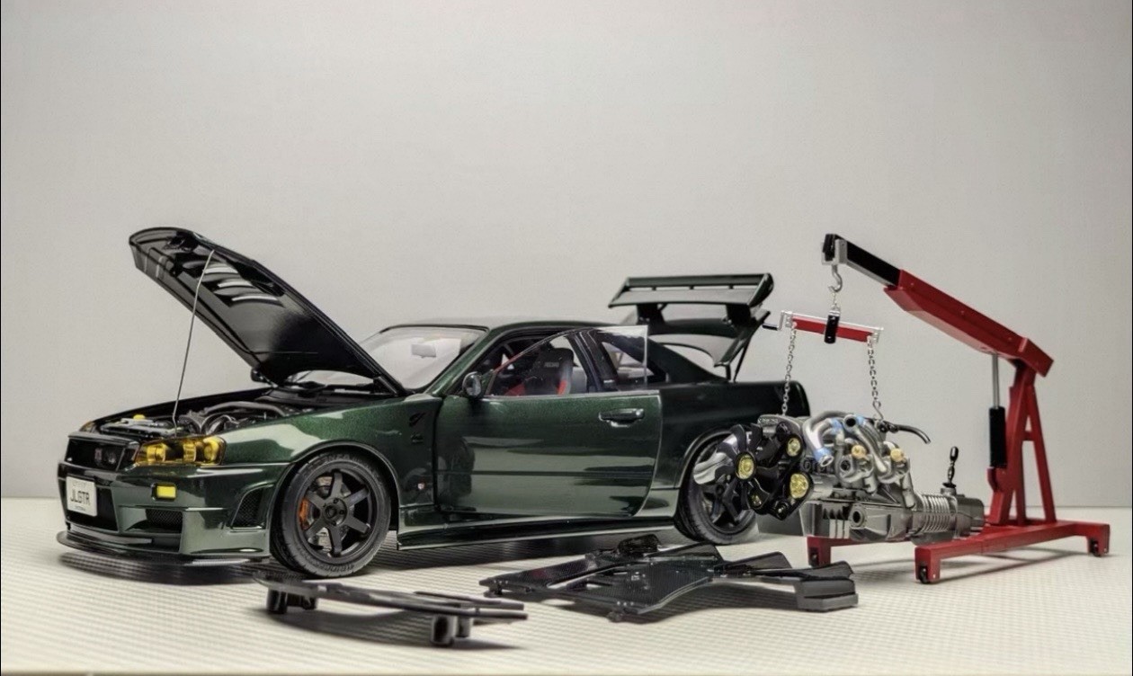 1/18 MotorHelix Nissan Skyline R34 GT-R Nismo Z-tune Dark Green Diecast Limited